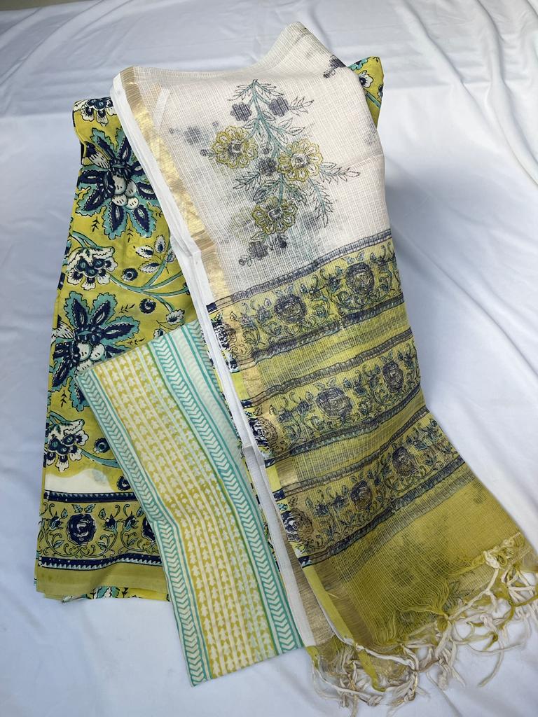 Yellow Cotton Dress Material