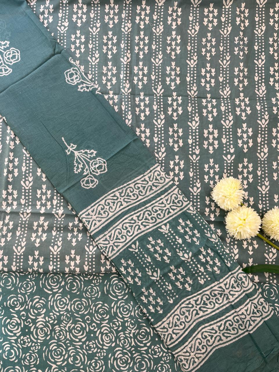 Grey Cotton Dress Material