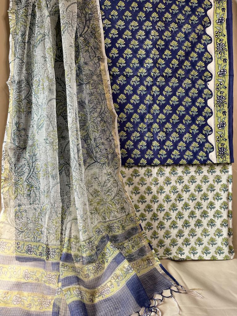 Blue Cotton Dress Material