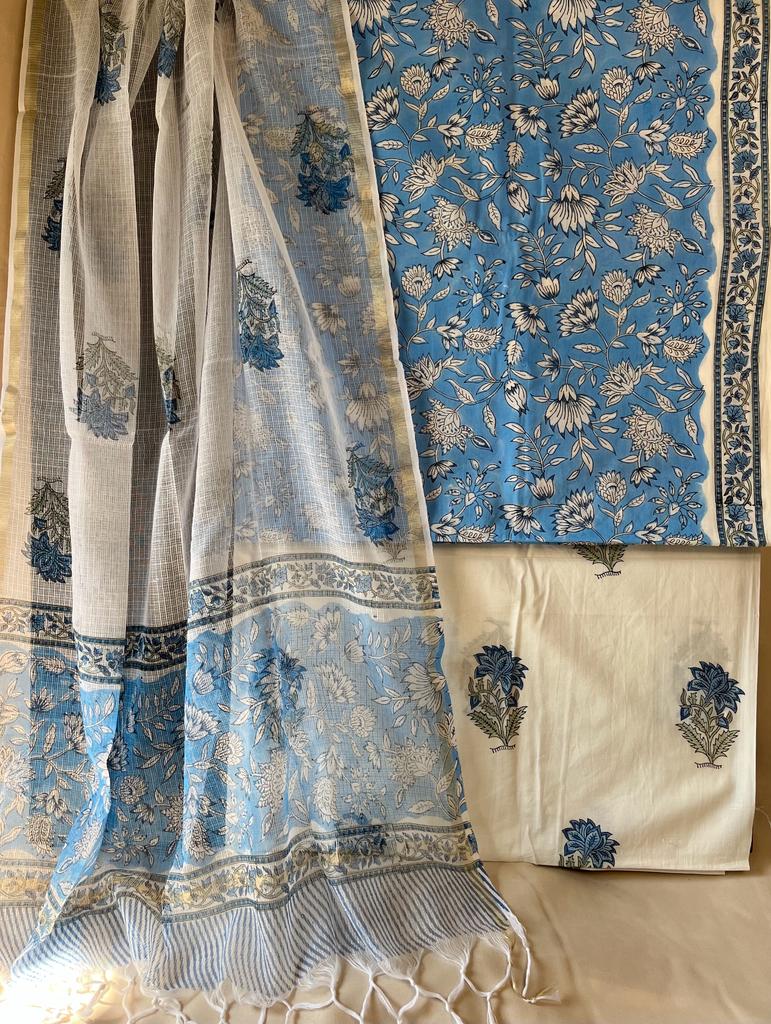 Blue Cotton Dress Material