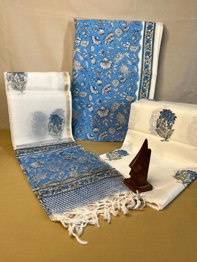 Blue Cotton Dress Material