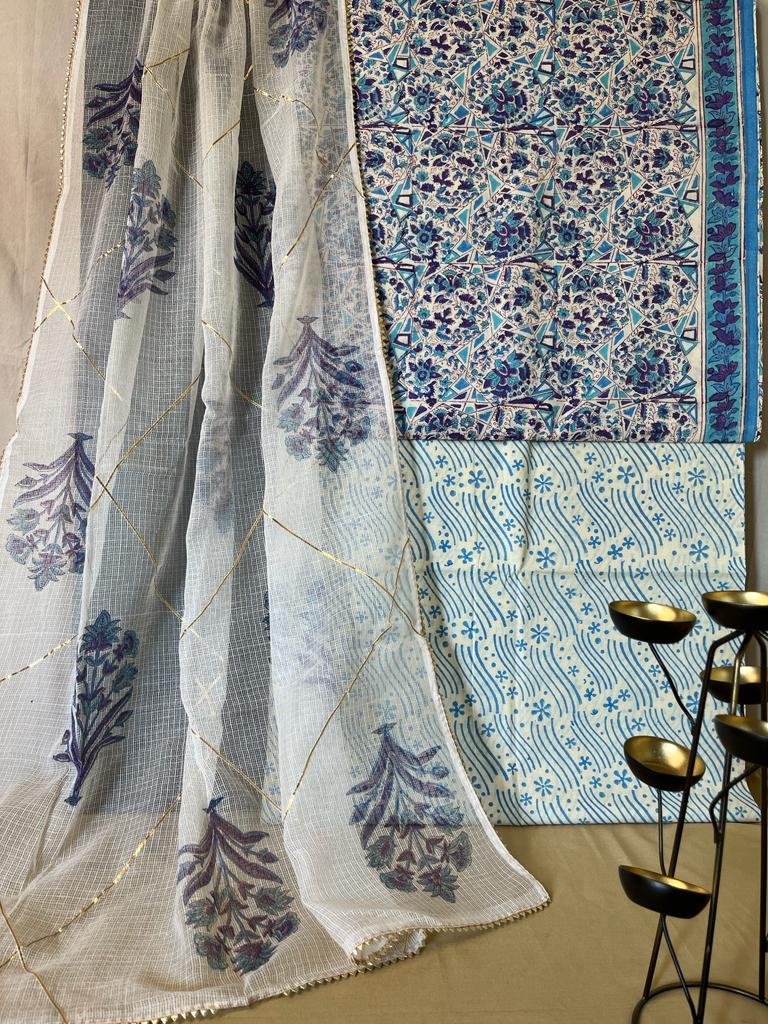 Blue Cotton Dress Material