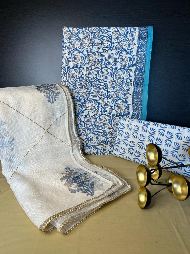 Blue Cotton Dress Material