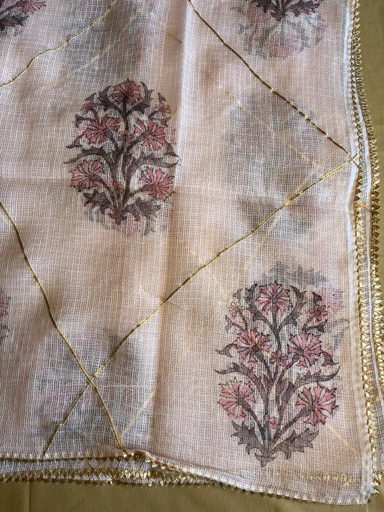 Beige Cotton Dress Material