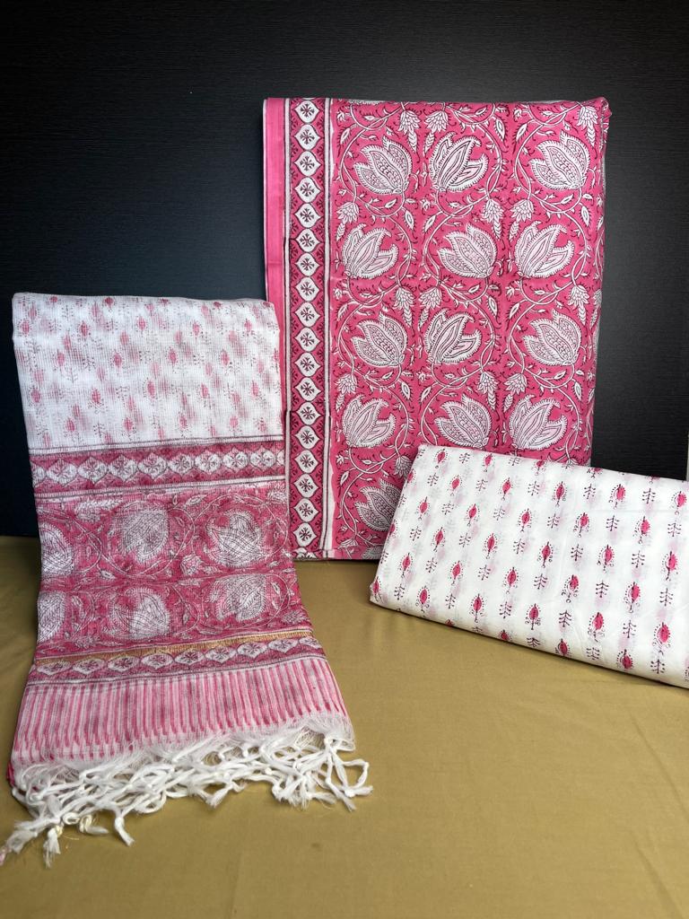 Pink Cotton Dress Material