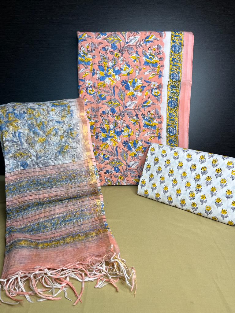 Peach Cotton Dress Material