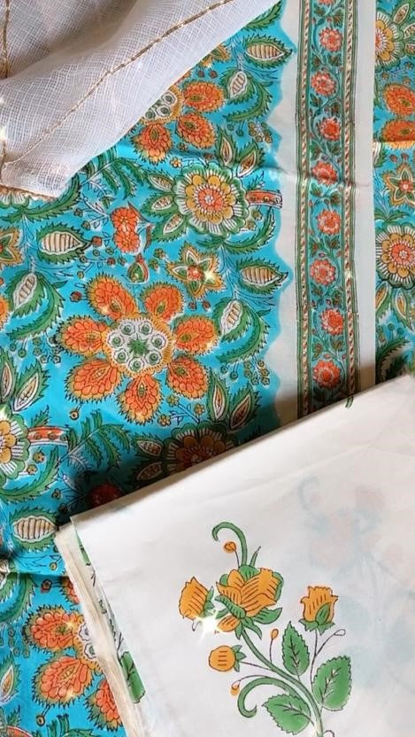 Blue Cotton Dress Material