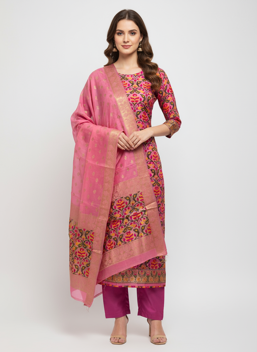 PINK JASMIN JAMDANI SUIT