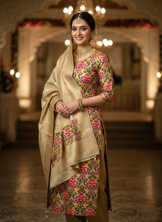 BEIGE JASMIN JAMDANI SUIT