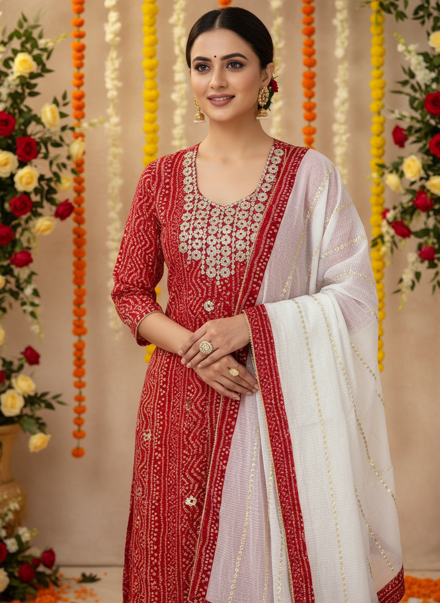 RED GIRIJA SUIT